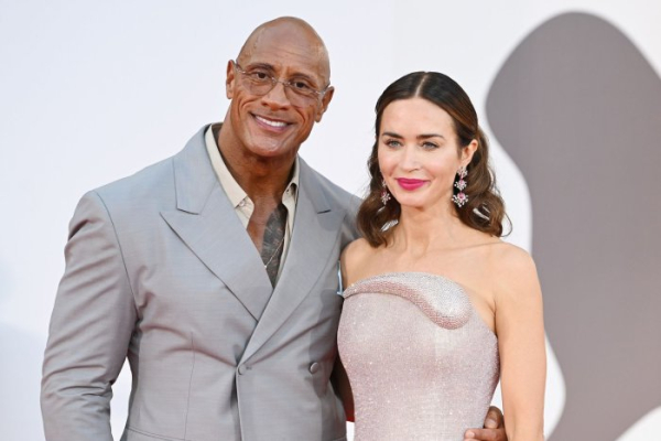Dwayne Johnson, Emily Blunt promote 'The Smashing Machine' at Venice