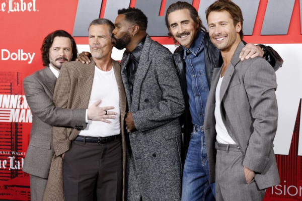 Colman Domingo, Glen Powell step out for 'Running Man' premiere